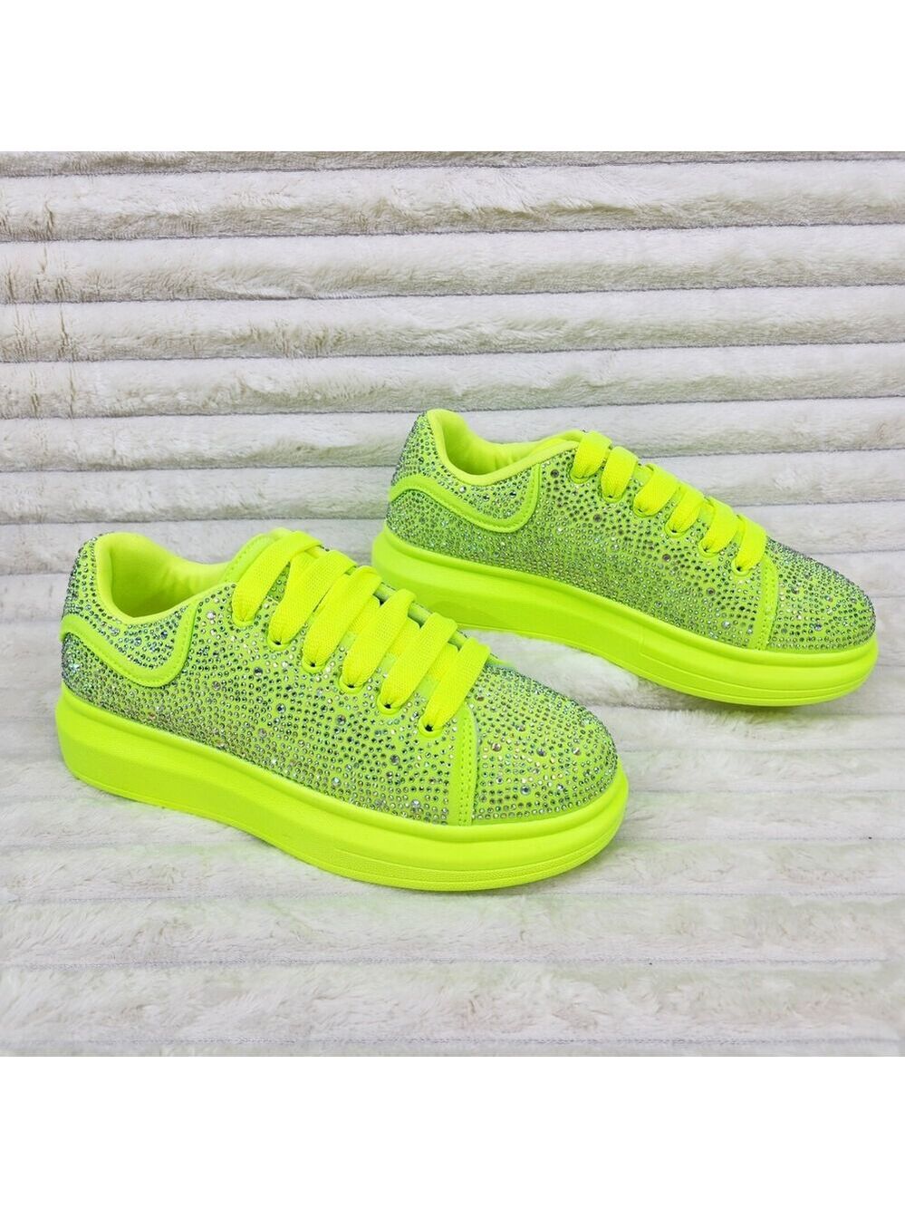 NIB Cush Baby Bright Yellow Rhinestone Sneakers Tennis Shoes